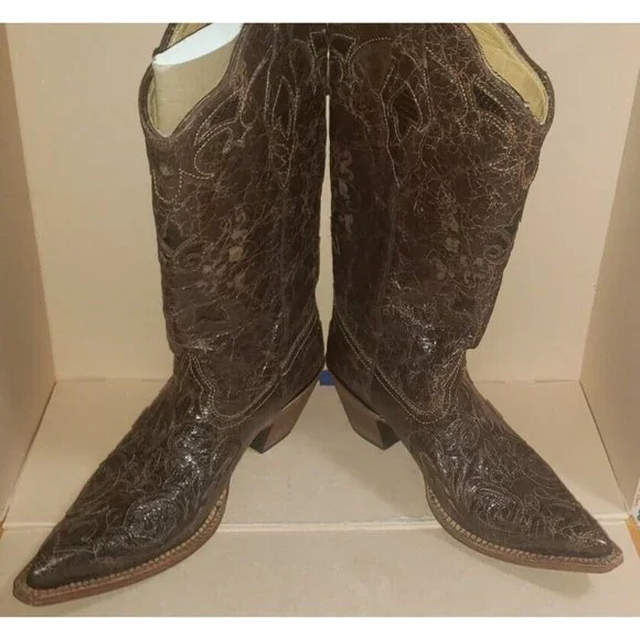 Corral Vintage Leather Inlay Pointed Toe Cowgirl Boots C2109 Size 7.5M in EUC! - Picture 1 of 12